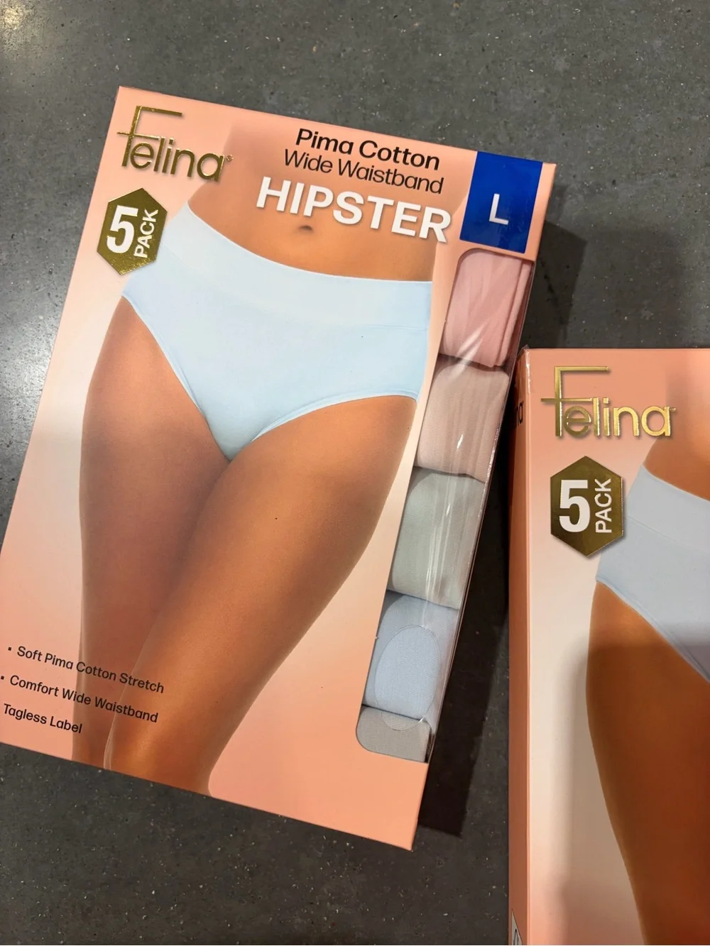 Felina Pima Cotton Hipster - Beige/blue/pink  (5 Pack) new sealed